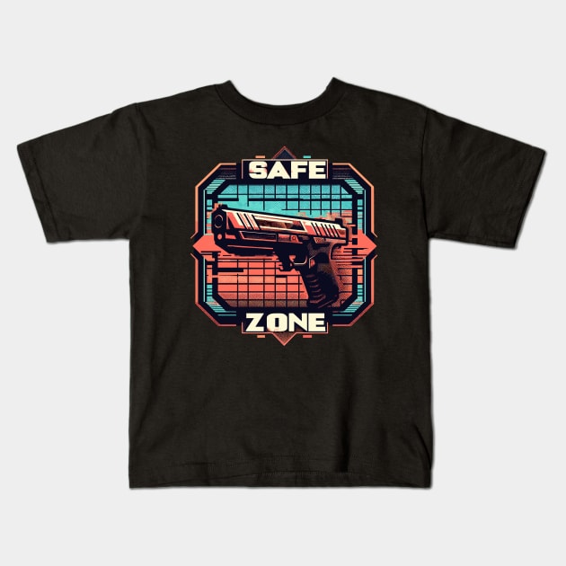 Retro safe zone guns club firearm Kids T-Shirt by TomFrontierArt